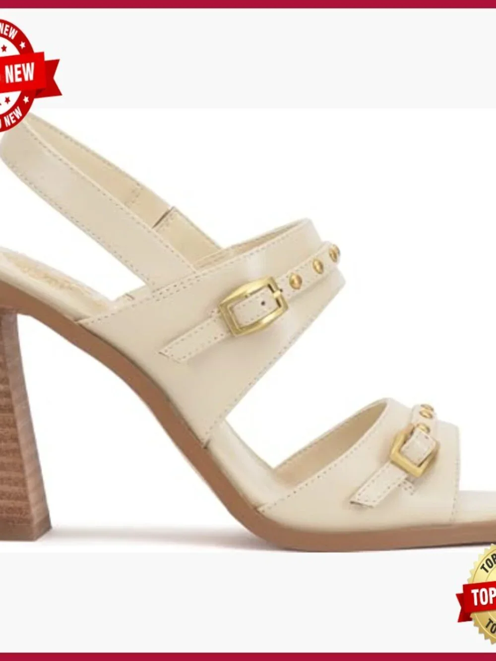Leather Heeled Sandals 3.5 Inch Stacked Heel Slingback Platform